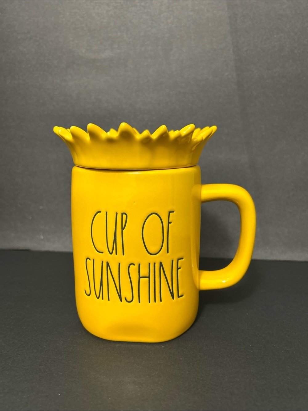 Rae Dunn Yellow 'Cup of Sunshine' Ceramic Mug with Crown Lid